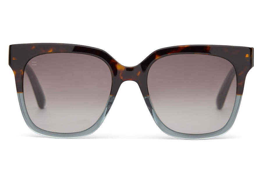 Natasha Tortoise Ocean Grey Fade Handcrafted Sunglasses Front View Opens in a modal