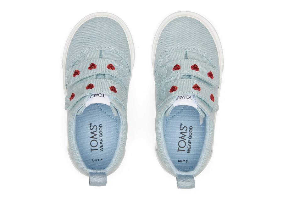 Fenix Denim Hearts Double Strap Toddler Sneaker Top View Opens in a modal