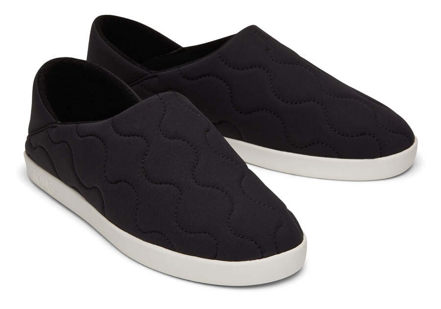 Ezra Black Quilted Cotton Convertible Slipper Front View Opens in a modal