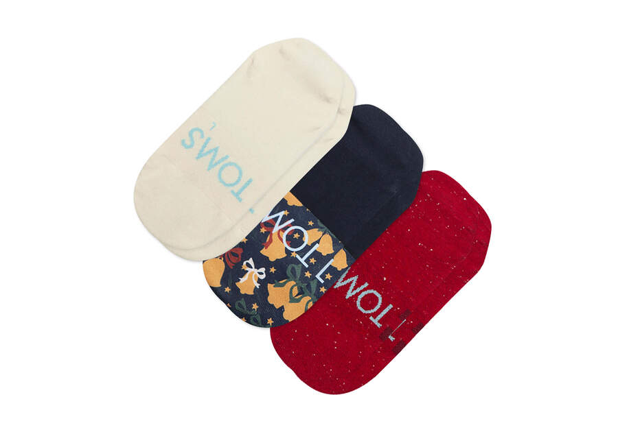 Classic No Show Socks Reindeer 3 Pack Bottom Sole View Opens in a modal