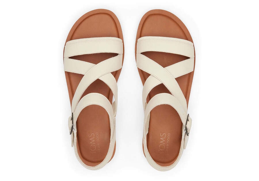 Sloane Cream Leather Strappy Sandal Top View Opens in a modal