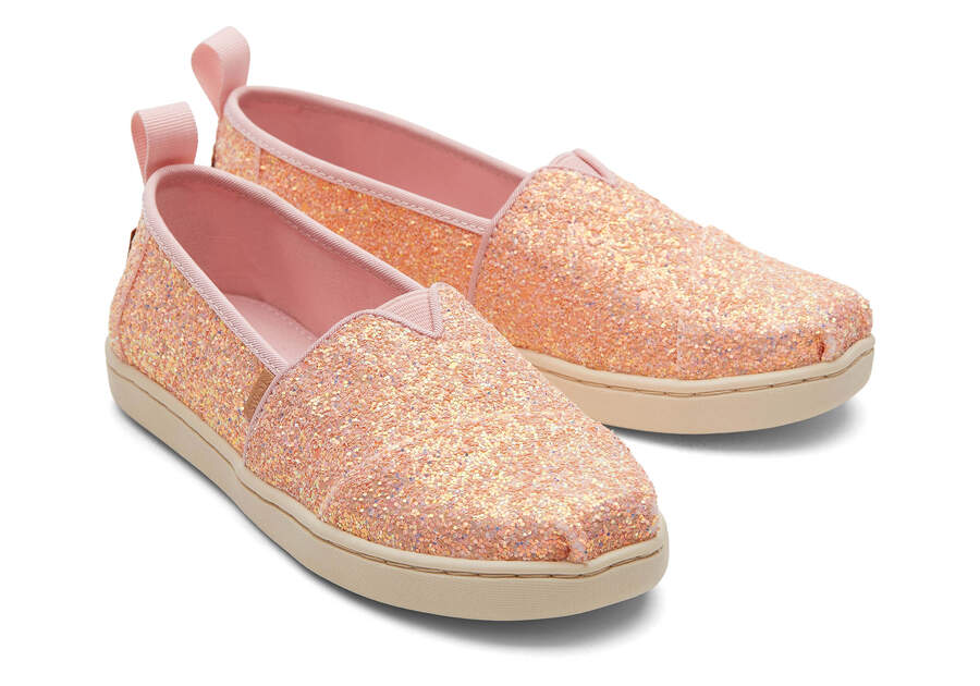Youth Alpargata Pink Glitter Kids Shoe Front View Opens in a modal