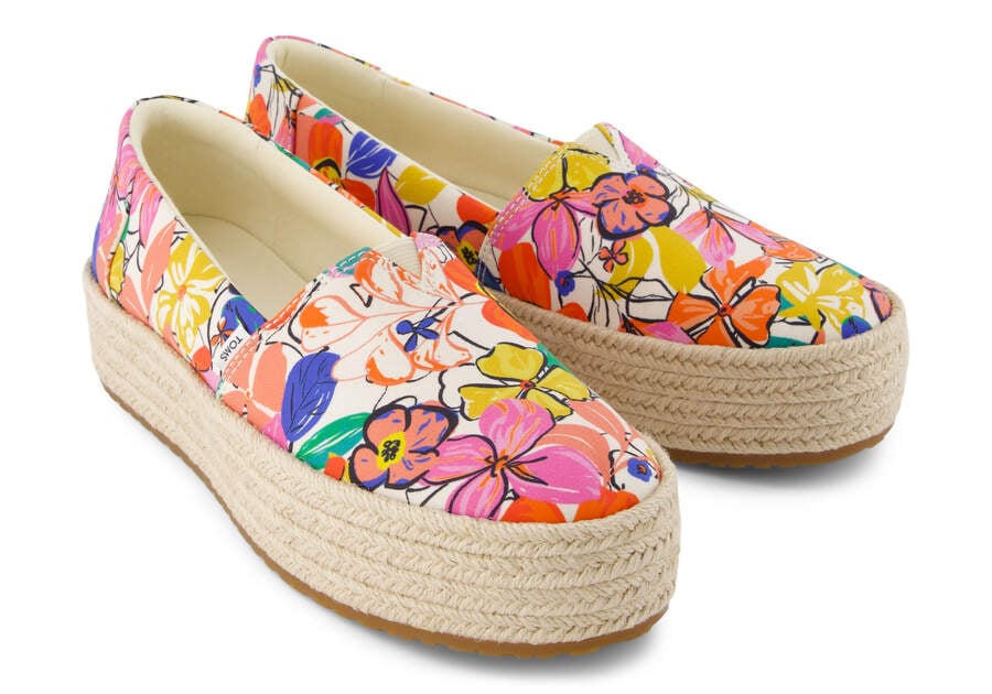 Valencia Painted Floral Platform Espadrille Front View Opens in a modal
