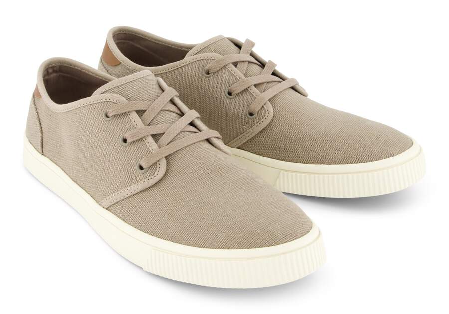 Carlo Taupe Heritage Canvas Lace-Up Sneaker Front View Opens in a modal