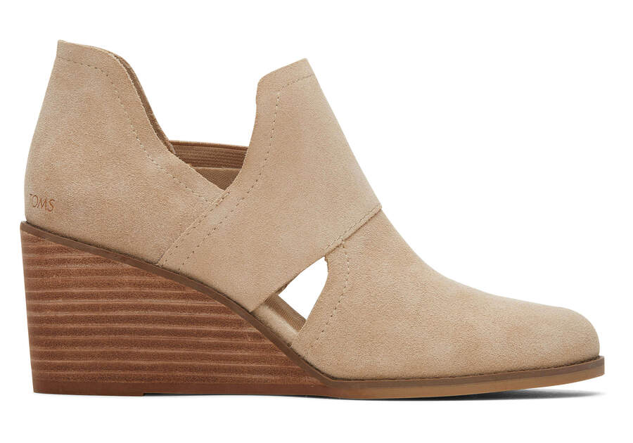 Kallie Natural Suede Cutout Wedge Boot Side View