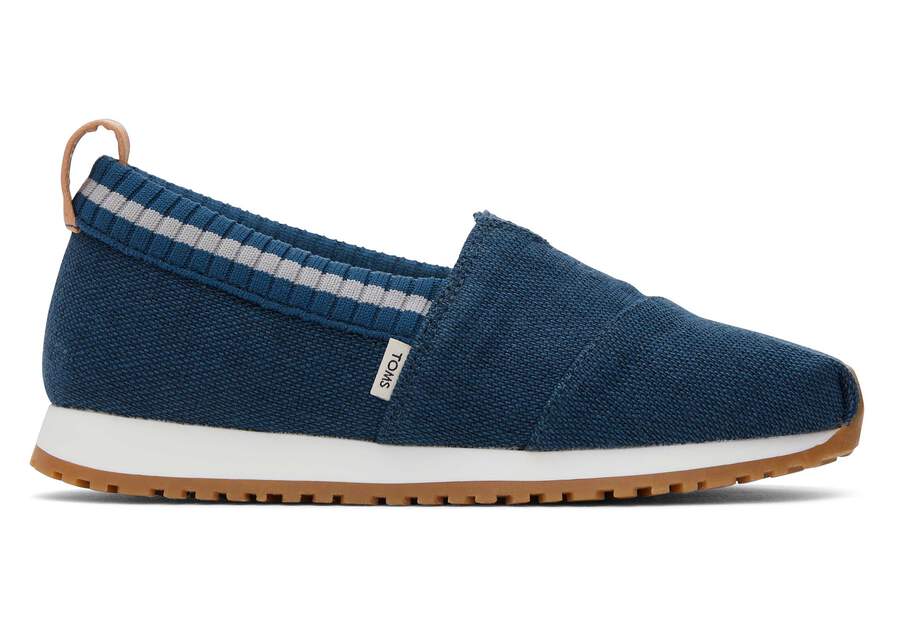 Youth Resident Blue Heritage Canvas Kids Sneaker Side View Opens in a modal