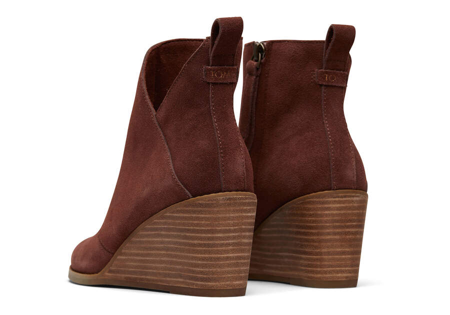 Sutton Chestnut Suede Wedge Boot Back View