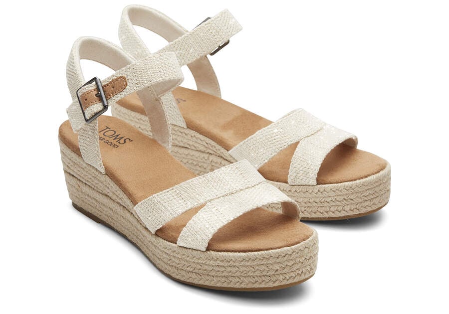 Audrey Natural Metallic Wedge Sandal Front View Opens in a modal
