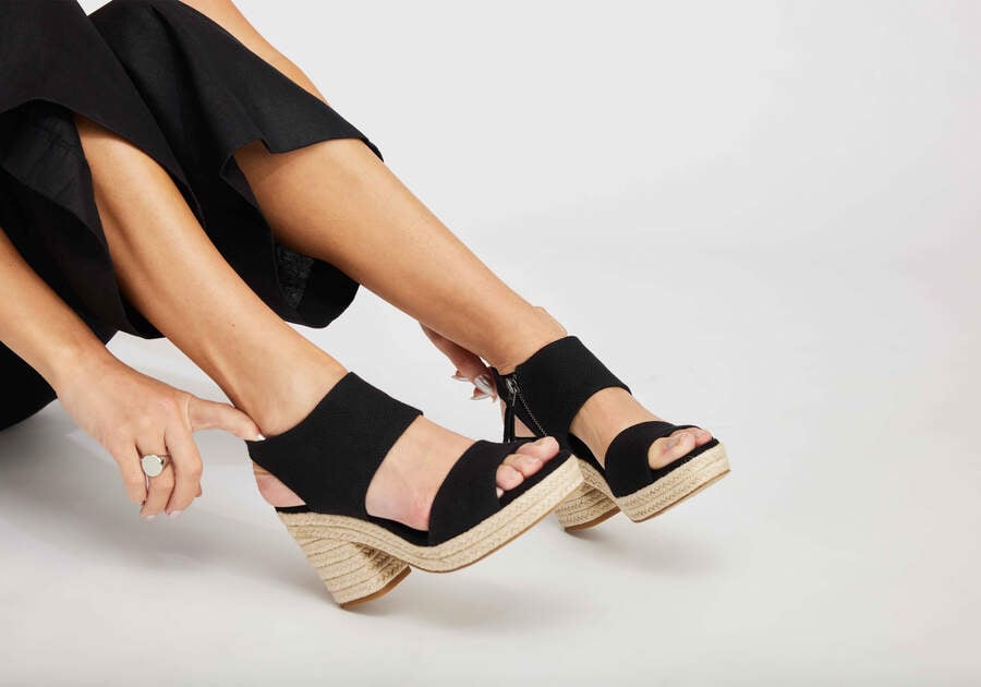 Majorca Rope Black Platform Sandal Additional View 1 Opens in a modal