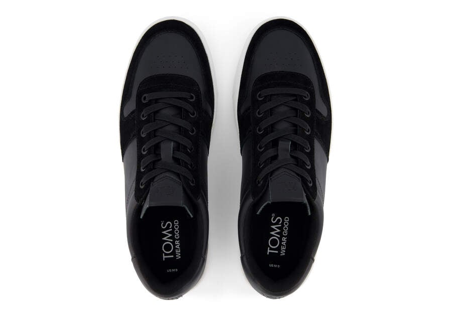 TRVL LITE Court Black Leather Sneaker Top View Opens in a modal
