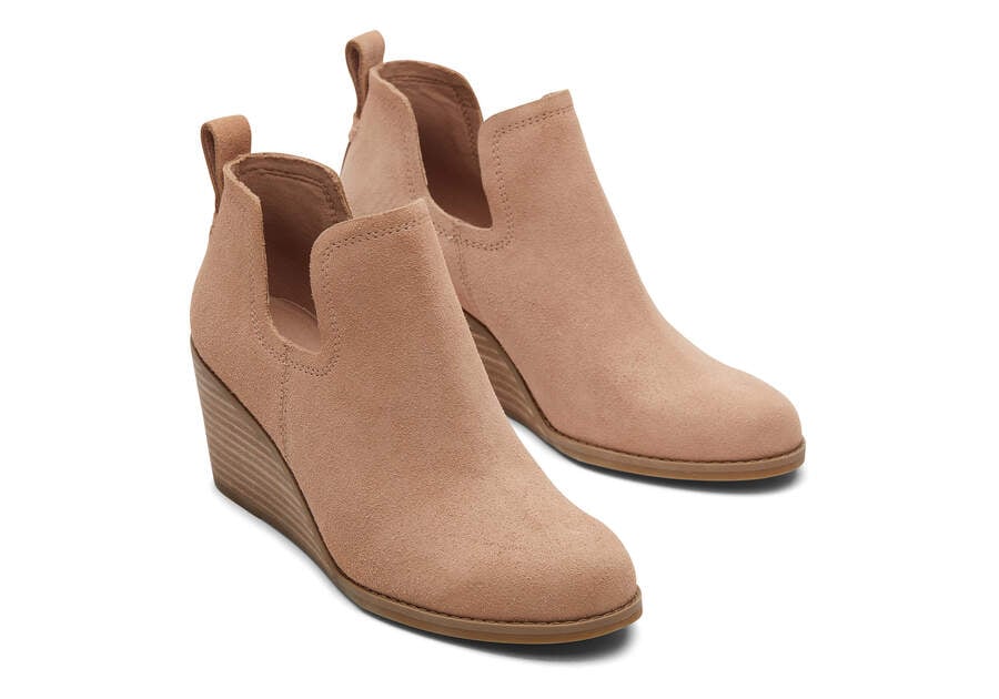 Kallie Brown Suede Wedge Boot Front View Opens in a modal