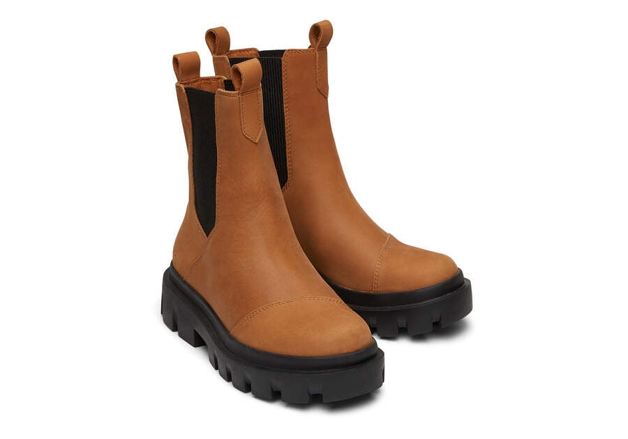 Rowan Tan Water Resistant Leather Boot Front View Opens in a modal