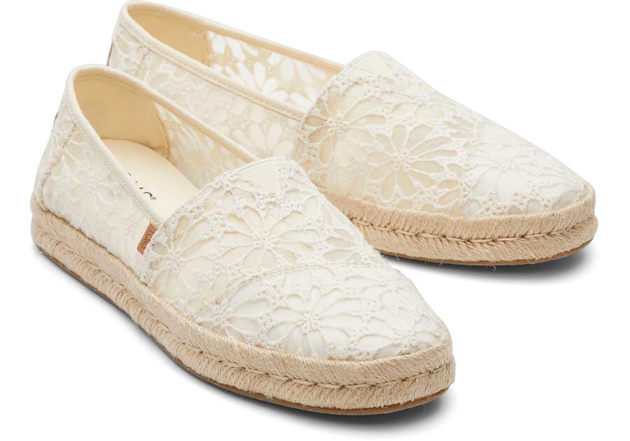 Alpargata Rope 2.0 Natural Floral Lace Espadrille Front View Opens in a modal
