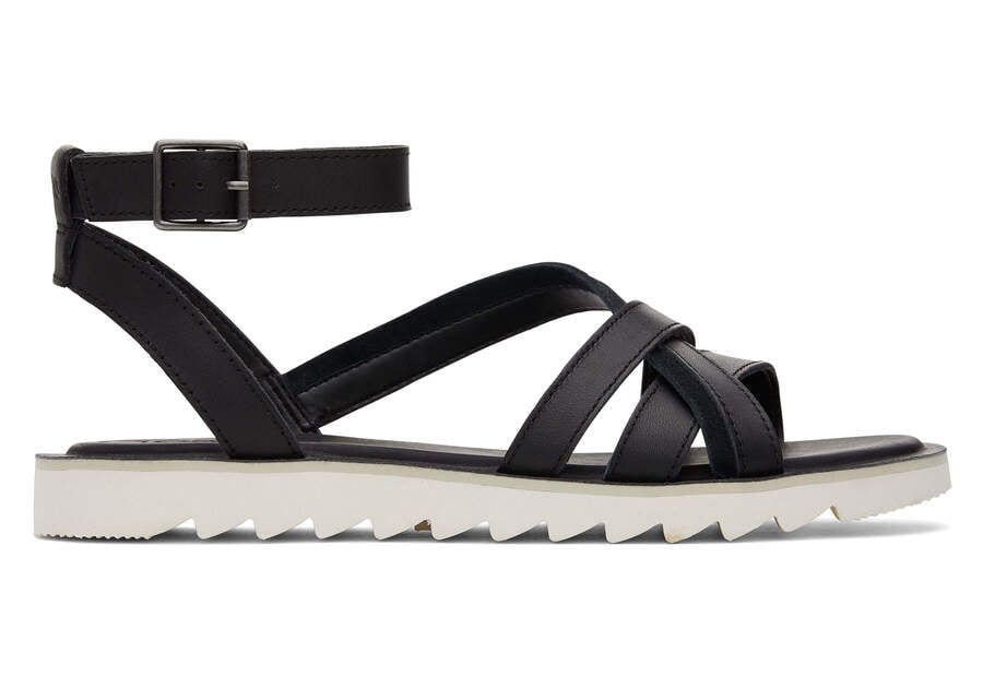 Rory Black Leather Sandal Side View Opens in a modal