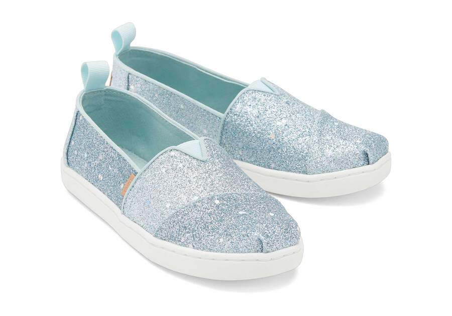 Youth Alpargata Mint Cosmic Glitter Kids Shoe Front View Opens in a modal