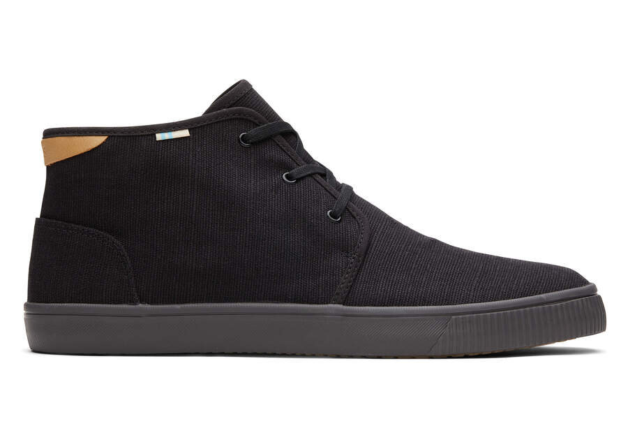 Carlo Mid All Black Heritage Canvas Lace-Up Sneaker Side View Opens in a modal