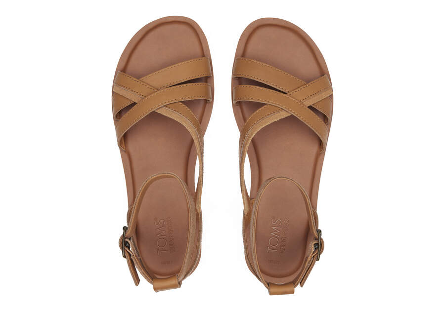 Rory Tan Leather Sandal Top View Opens in a modal