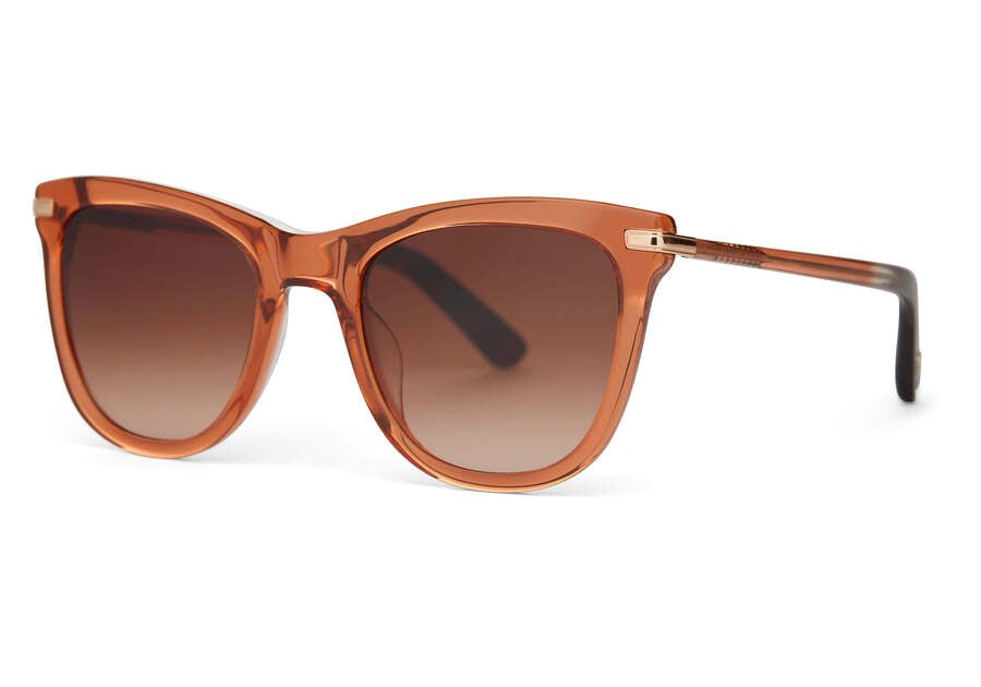 Victoria Terracotta Crystal Handcrafted Sunglasses Side View Opens in a modal