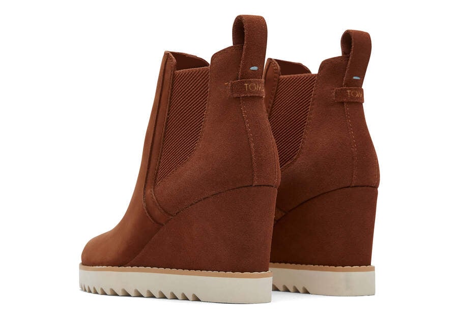 Maddie Brown Nubuck Wedge Boot Back View Opens in a modal