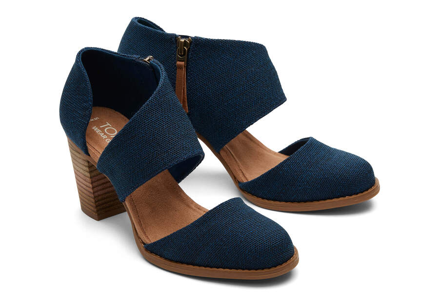 Milan Blue Closed Toe Heel Front View Opens in a modal