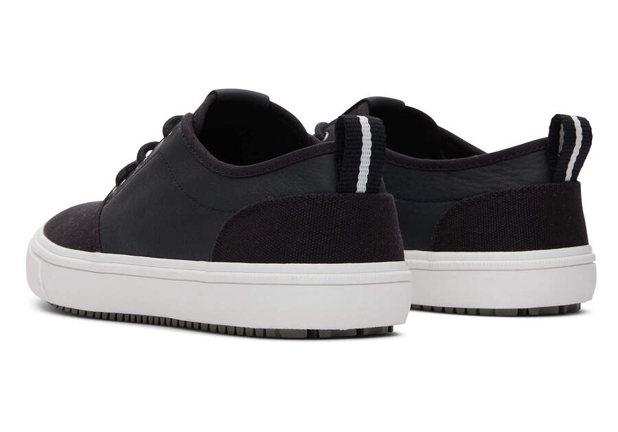 Carlo Terrain Black Leather Water Resistant Sneaker Back View Opens in a modal