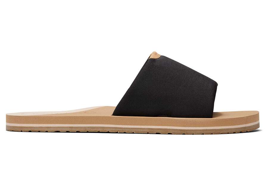 Carly Black Jersey Slide Sandal Side View Opens in a modal