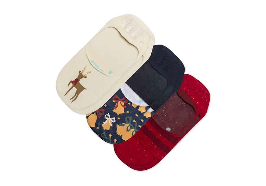 Classic No Show Socks Reindeer 3 Pack Front View Opens in a modal