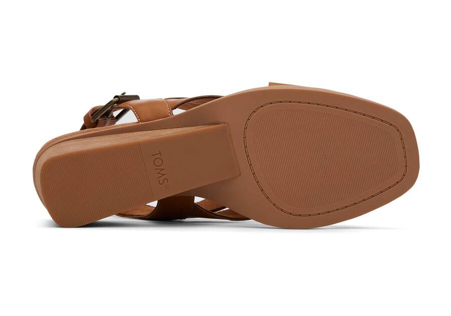 Gracie Tan Leather Wedge Sandal Bottom Sole View Opens in a modal