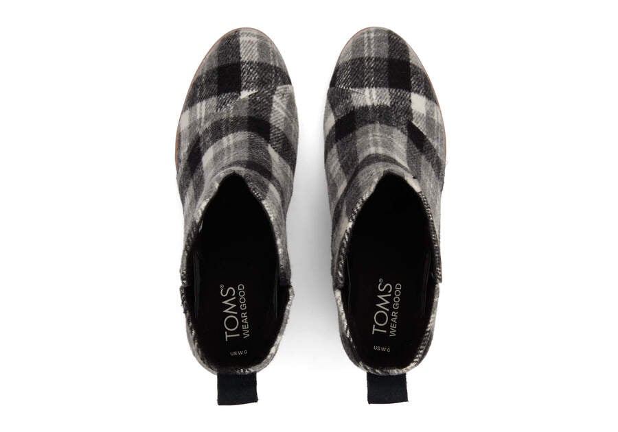Clare Grey Plaid Wedge Boot Top View Opens in a modal