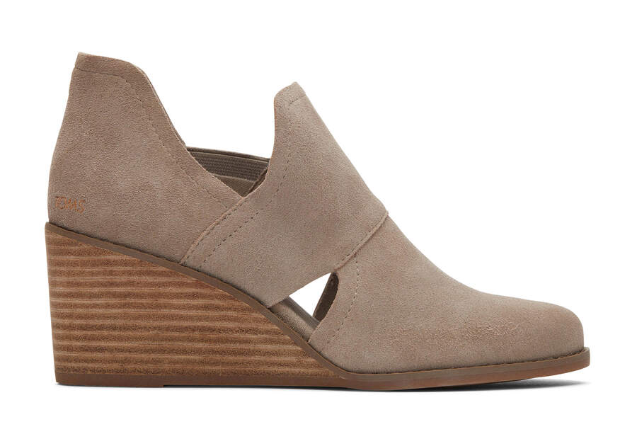 Kallie Taupe Suede Cutout Wedge Boot Side View Opens in a modal