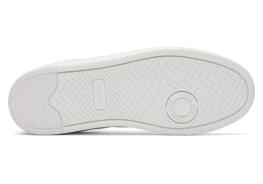 TRVL LITE White and Blue Leather Lace-Up Sneaker Bottom Sole View Opens in a modal