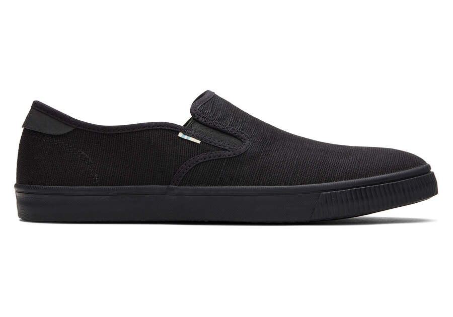 Baja All Black Heritage Canvas Slip On Sneaker Side View Opens in a modal