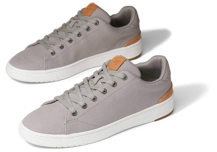 TRVL LITE Grey Canvas Lace-Up Sneaker Front View Opens in a modal