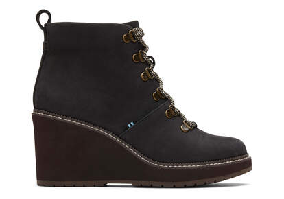 Melrose Black Water Resistant Lace-Up Wedge Boot