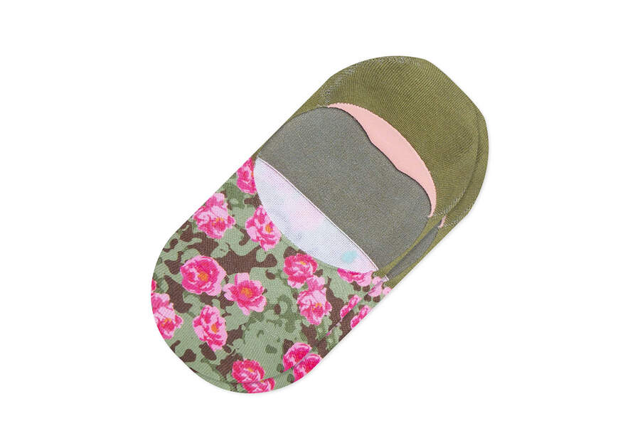 Ultimate No Show Socks Floral Camo Front View