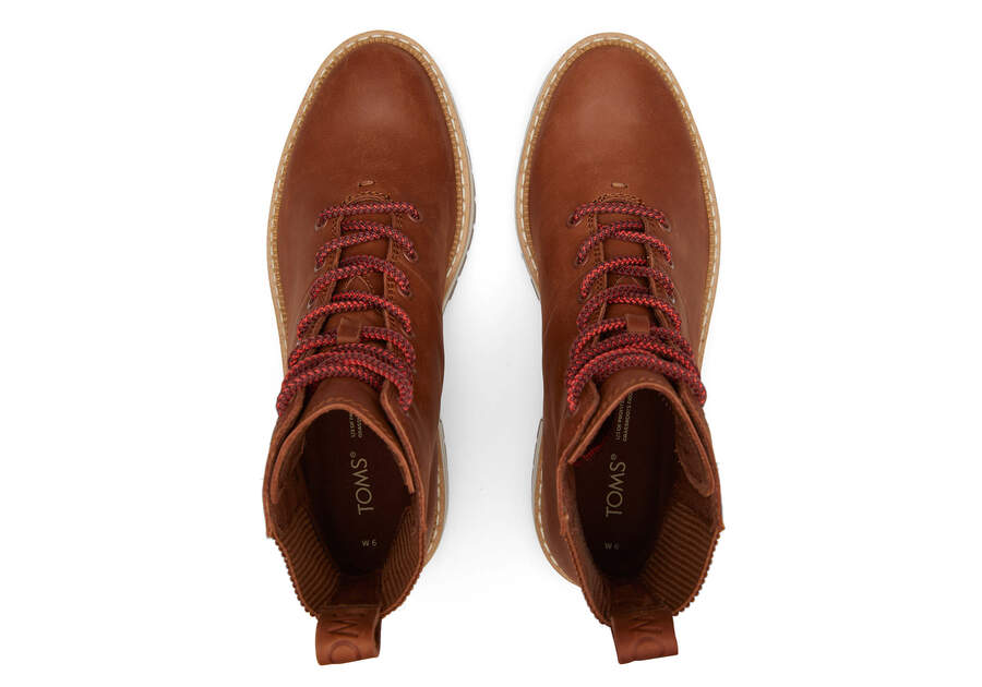 Frankie Brown Water Resistant Lace-Up Boot Top View