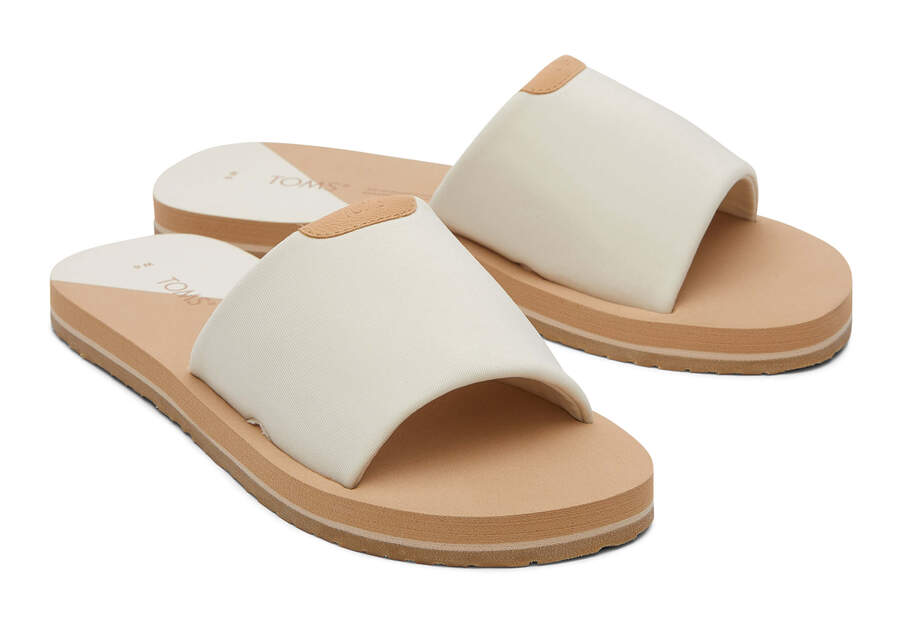 Carly White Jersey Slide Sandal Front View Opens in a modal
