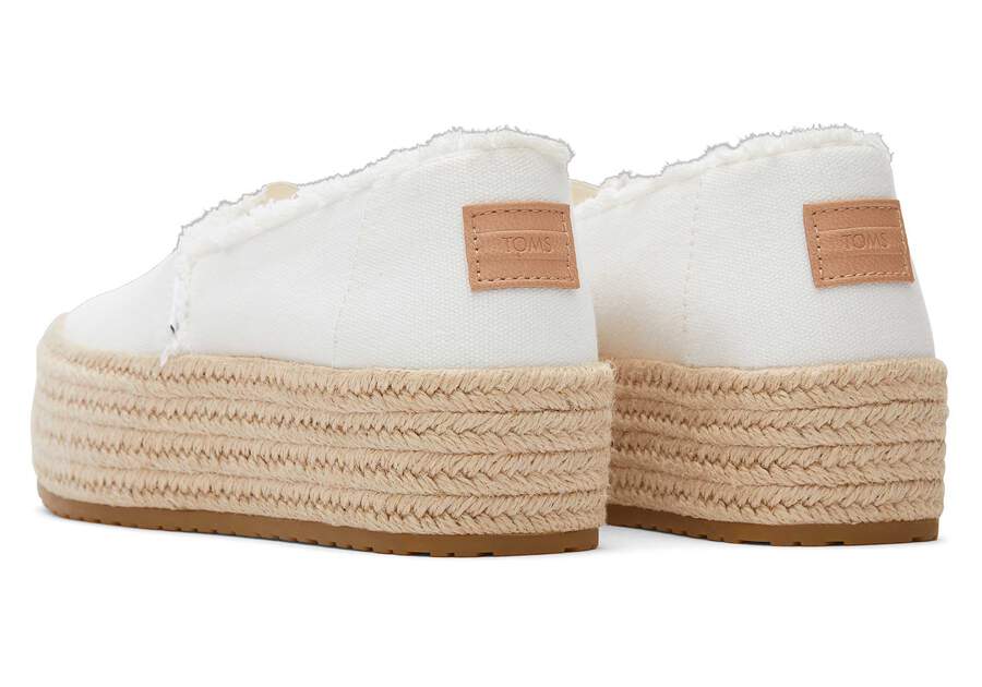 Valencia White Canvas Platform Espadrille Back View Opens in a modal