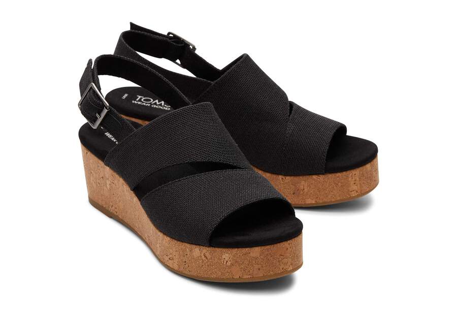 Claudine Black Wedge Sandal Front View Opens in a modal