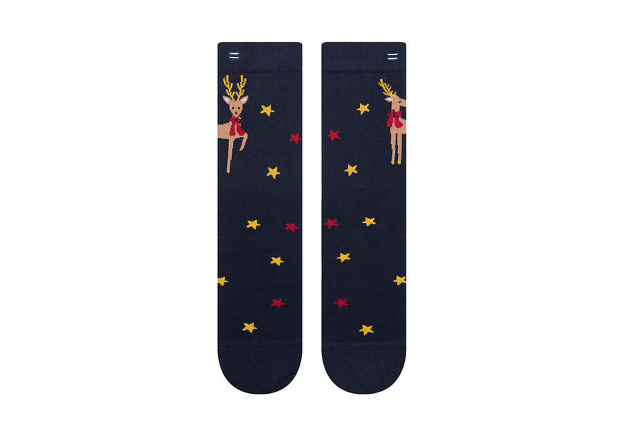 Reindeer High Crew Socks Top View Opens in a modal