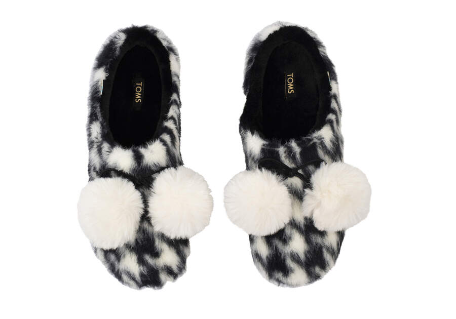 Houndstooth Faux Fur Ivy Slipper Top View Opens in a modal