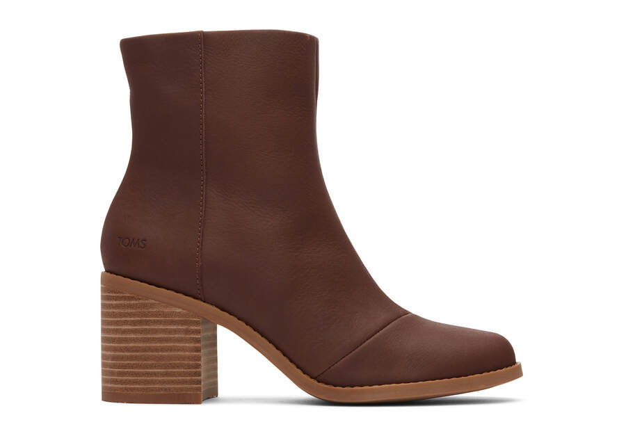 Evelyn Chestnut Leather Heeled Boot Side View