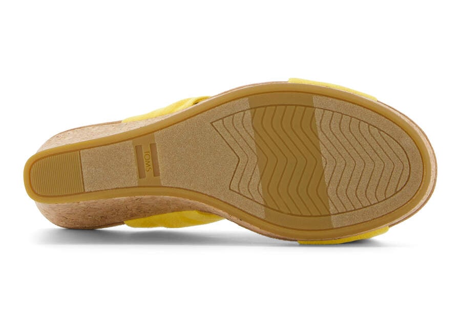 Serena Yellow Cork Wedge Sandal Bottom Sole View Opens in a modal