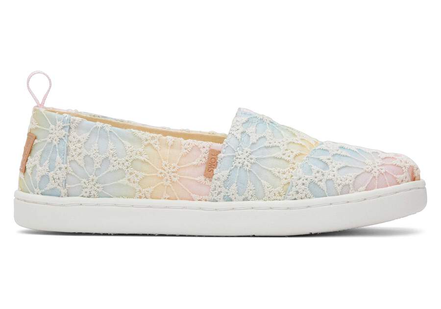 Youth Alpargata Ombre Floral Lace Kids Shoe Side View Opens in a modal