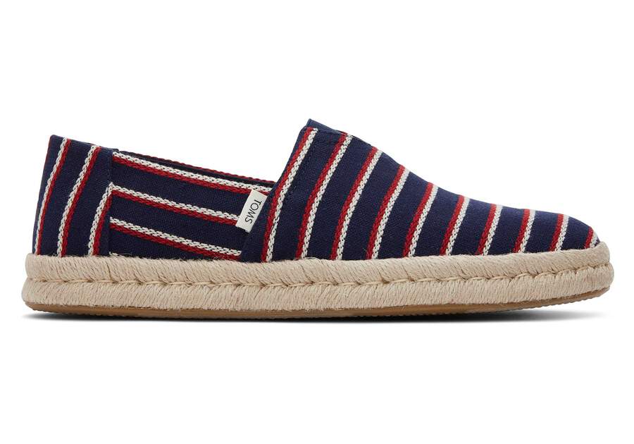 Alpargata Navy Woven Stripes Rope 2.0 Espadrille Side View Opens in a modal