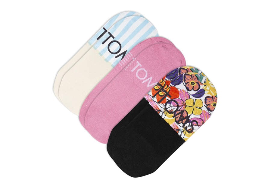 Classic No Show Floral Summer Socks 3 Pack Bottom Sole View Opens in a modal