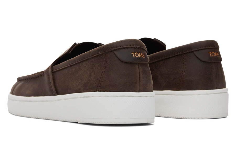TRVL LITE Brown Leather Loafer Back View Opens in a modal