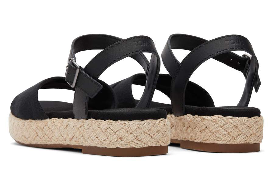 Abby Black Flatform Espadrille Sandal Back View Opens in a modal