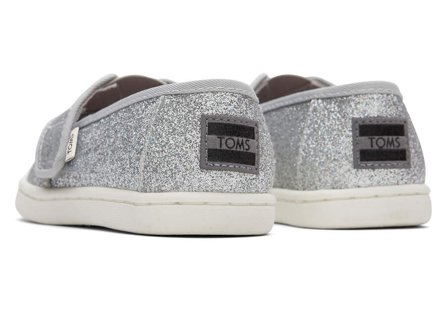 Tiny Alpargata Silver Glitter Toddler Shoe Back View Opens in a modal