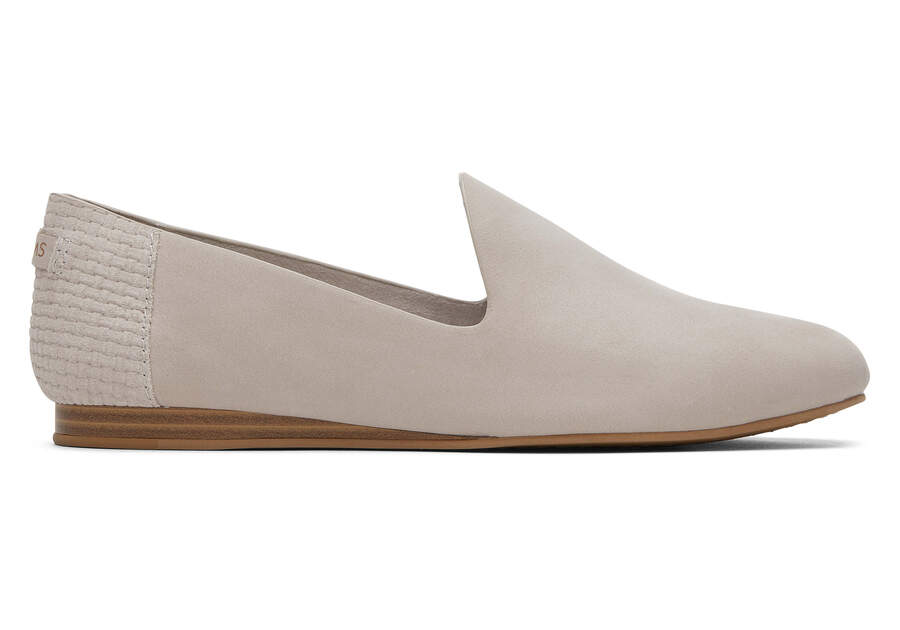 Women's Grey Darcy Leather Flat | TOMS